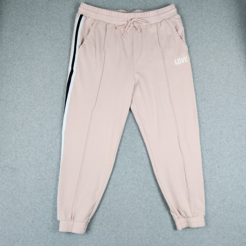 No Boundaries LOVE Joggers‎ Sweatpants Womens XXXL Pink Fleece Lined Drawstring